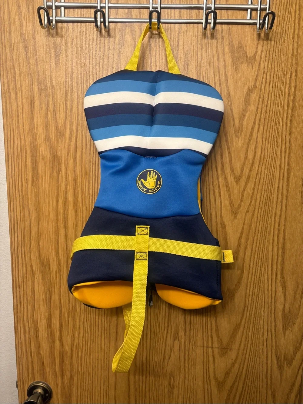 Body Glove Blue Striped Infant Life Jacket with Yellow Trim